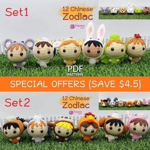 Crochet pattern of 12 Chinese Zodiac, crochet doll, amigurumi pattern, amigurumi chinese zodiac, chinese zodiac pattern, amigurumi zodiac