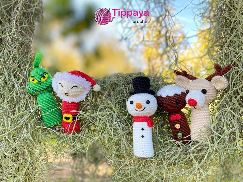 Crochet Pattern of Christmas Finger Puppets Christmas Crochet Etsy Canada