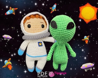 Crochet pattern of Outer Space, Crochet pattern, amigurumi pattern, amigurumi outer space, amigurumi alien, Crochet PDF pattern, Toddler toy