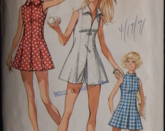 Vintage Misses' Tennis or Sport Dress and Shorts (Simplicity 9406) Size 12