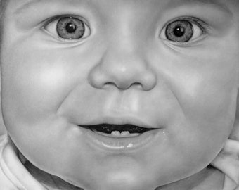 Ukraine Art AMAZING CHILD PORTRAIT from Photo, Custom Graphite Portrait, Original Portrait by Photo, Handmade Pencil Portrait