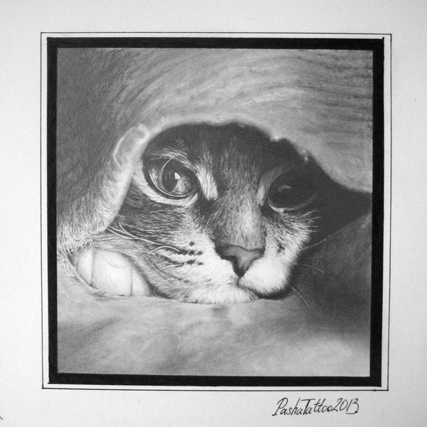 Ukraine Art REALISTIC PORTRAIT of Your Pet, 100% Original and Handmade, Graphite Custom Portrait, Black and White Animal Portrait