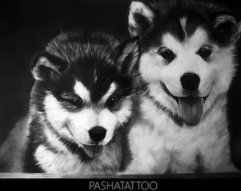 Ukraine Kunst Hundeportrait vom Foto, Erstaunliches Portrait Ihres Haustieres, personalisiertes Portrait,