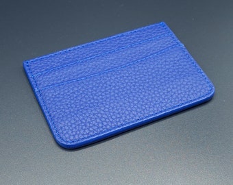 Personalised blue pebbled leather card holder