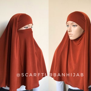 Terra-cotta Transformer hijab, niqab transformer, traditional nikab hijab, 1 piece hijab, ready  to wear hijab