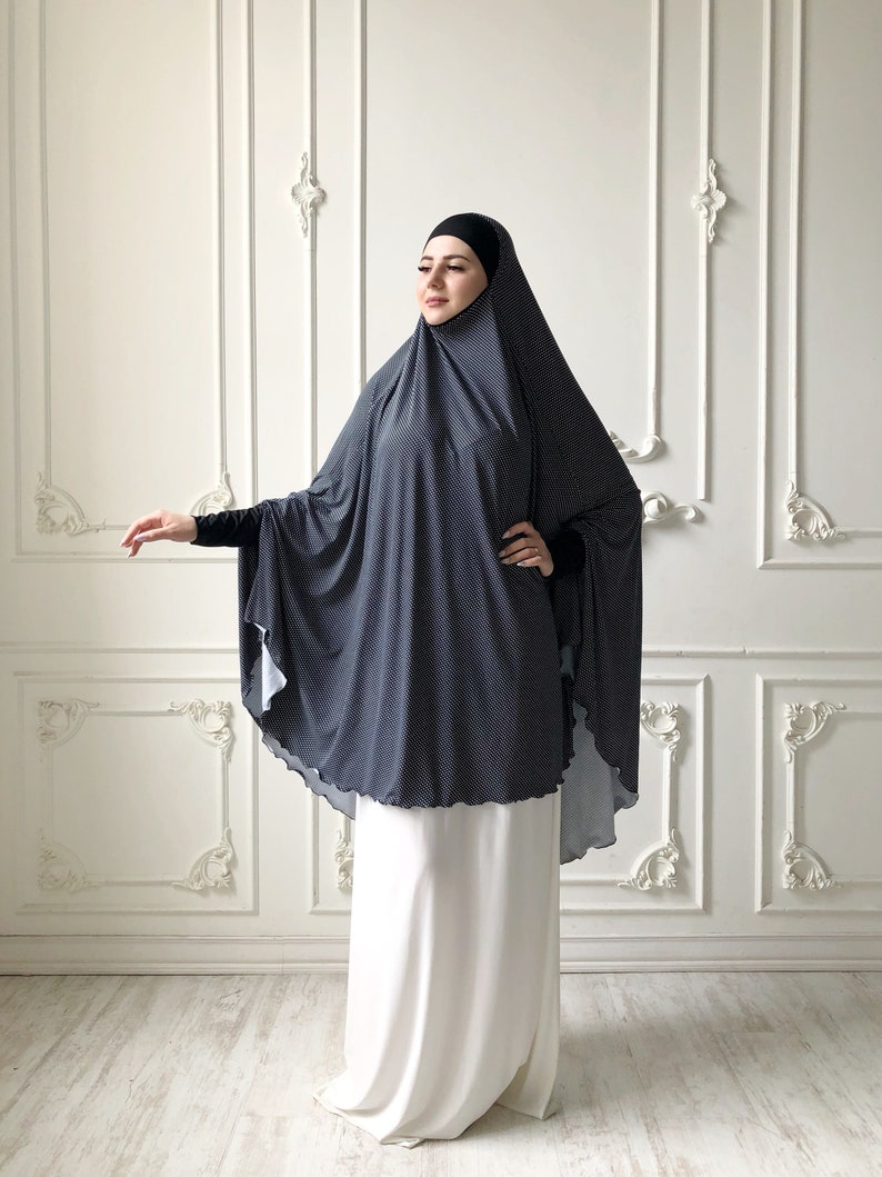 Transformer Black And White Khimar Polka Dots Jilbab Hijab Etsy