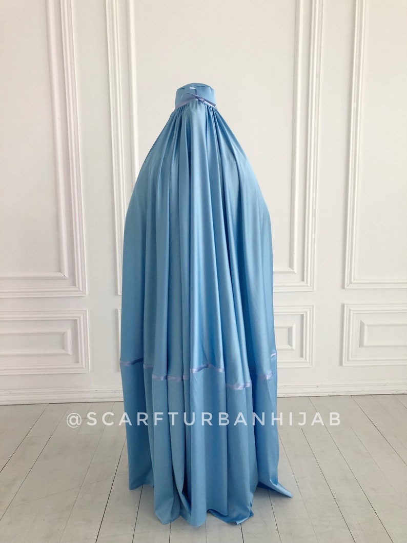 Sky Blue Afghan burqa, silk khimar cape, niqab, full long hijab image 2