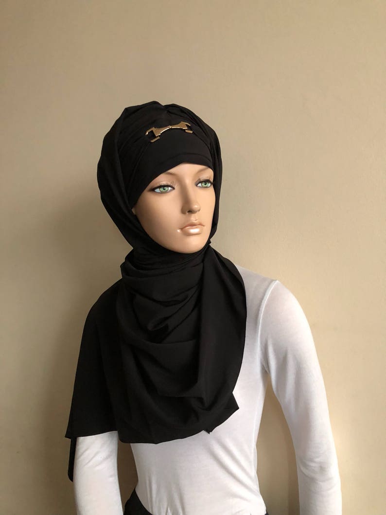 Stylish Black Hijab Ready To Wear Hijab Tie Hijab Scarf Etsy