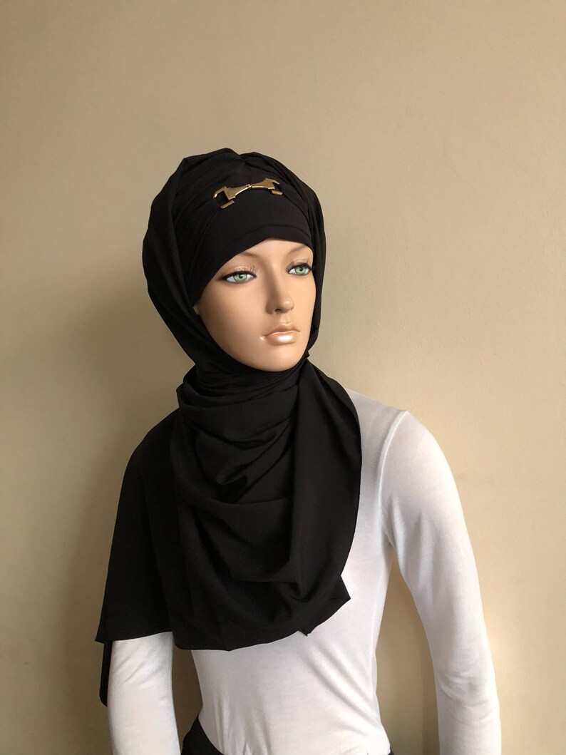 Stylish black Hijab ready to wear hijab tie hijab Scarf Etsy