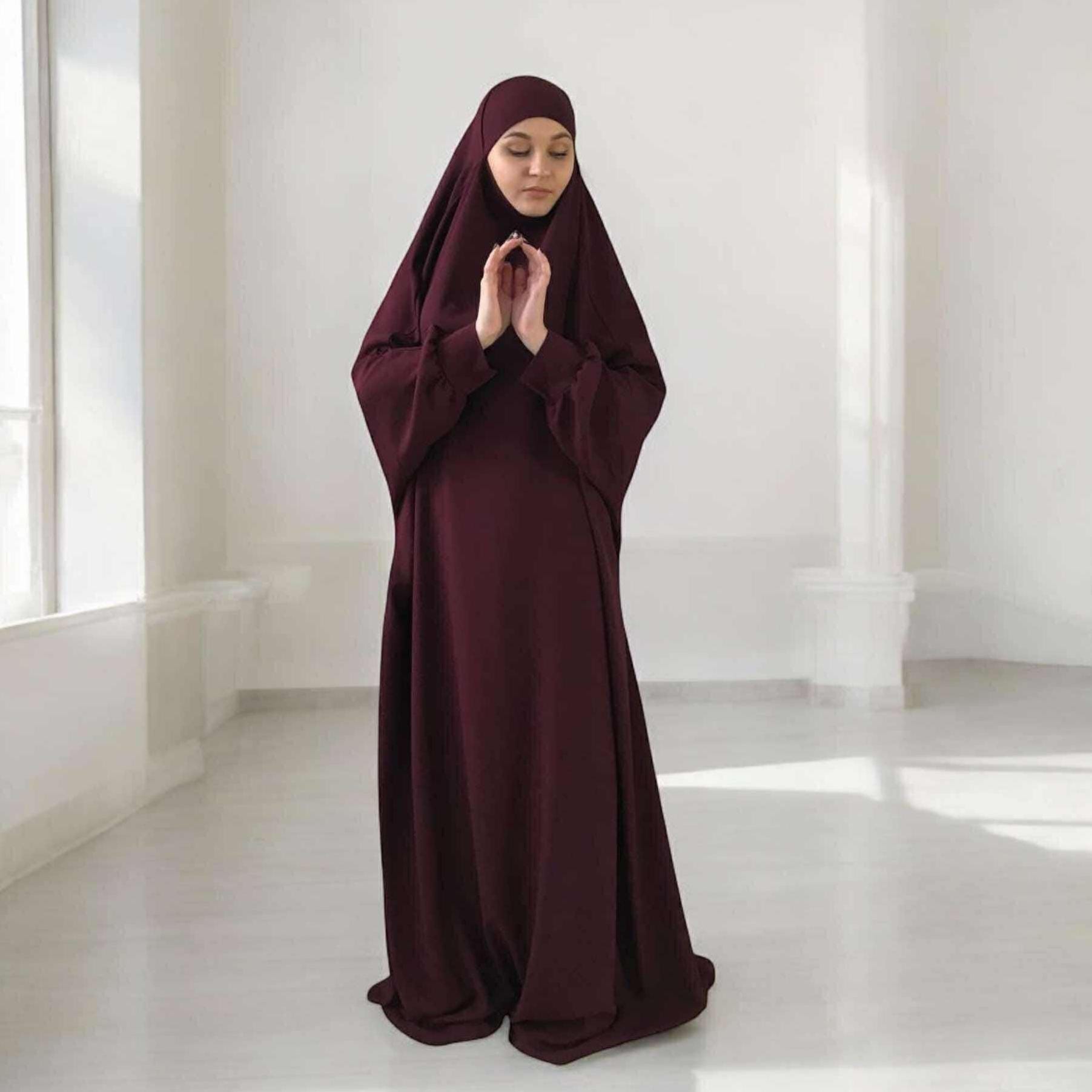 burgundy hijab dress ELSARA DRESS (BURGUNDY)  Hijabistahub