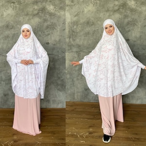 Transformer white Khimar, jilbab hijab, nikab, islamic wear, ready to wear hijab, prayer scarf, long hijab burqa