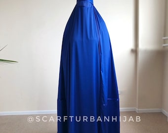 Afghan royal blue burqa, silk khimar cape, niqab, full long hijab