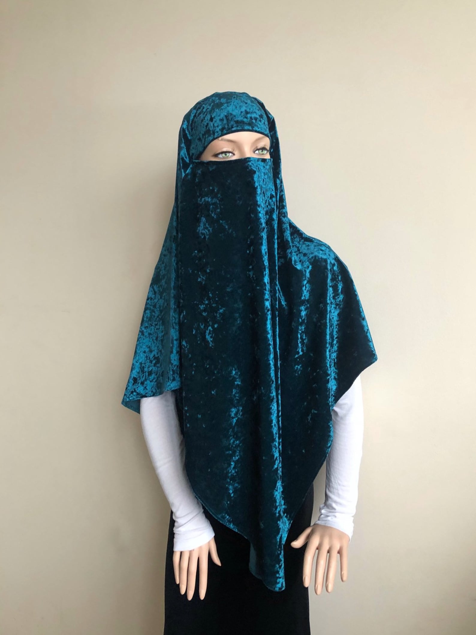 Light blue color traditional hijab, tie khimar, 1 piece ready  to wear jilbab, muslim stylish clothing, islam gift, burqa