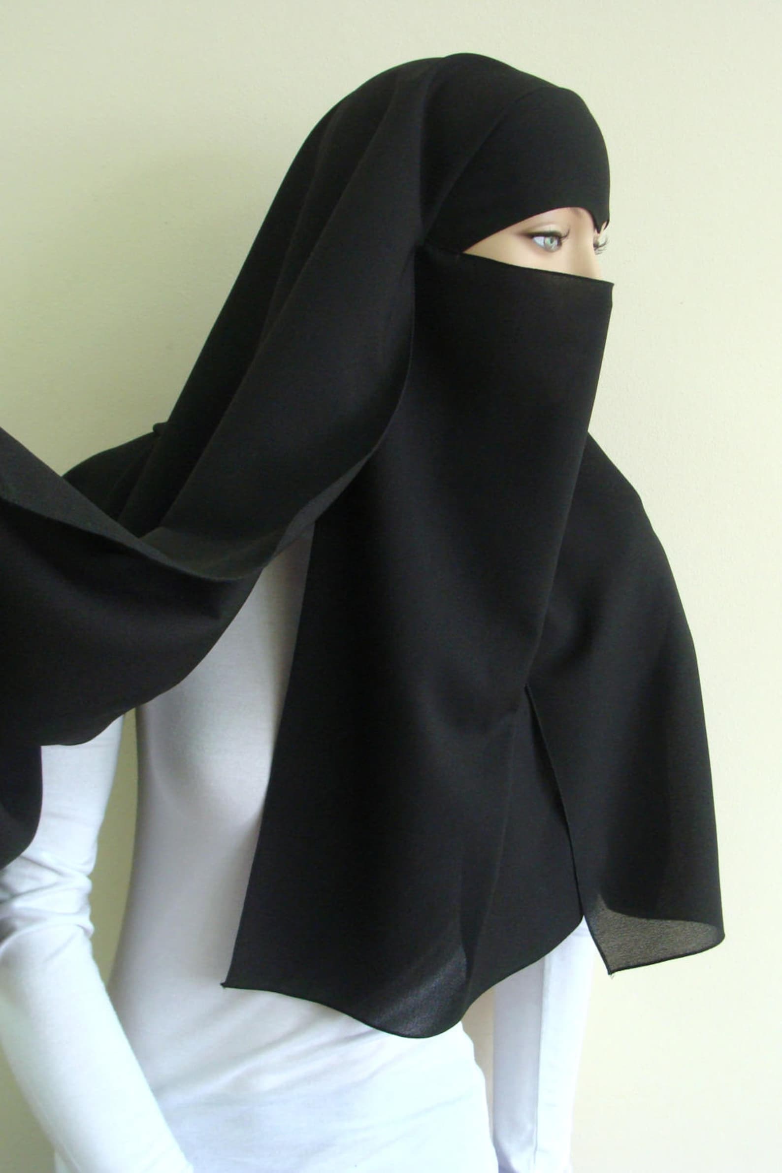 Black niqab traditional niqabblack burqa black hijab blsck Etsy