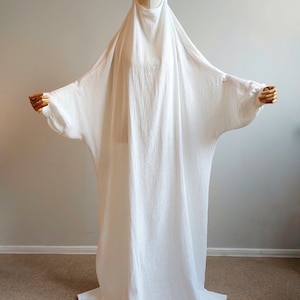 Summer long and wide jilbab made by ivory cotton, free size long khimar, hajji Muslim clothing, chador abaya