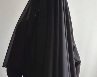 Voile superposé en mousseline de soie de luxe noire, burqa du Hajj niqab