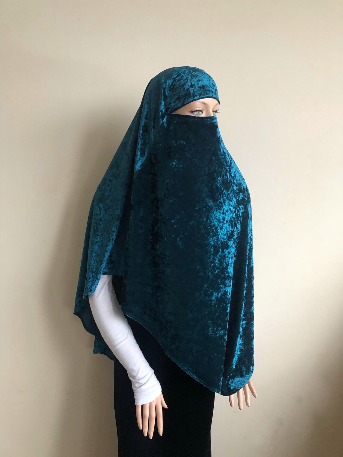 Emerlad Velvet Hijab Tie Khimar Traditional Hijab 1 Piece Etsy