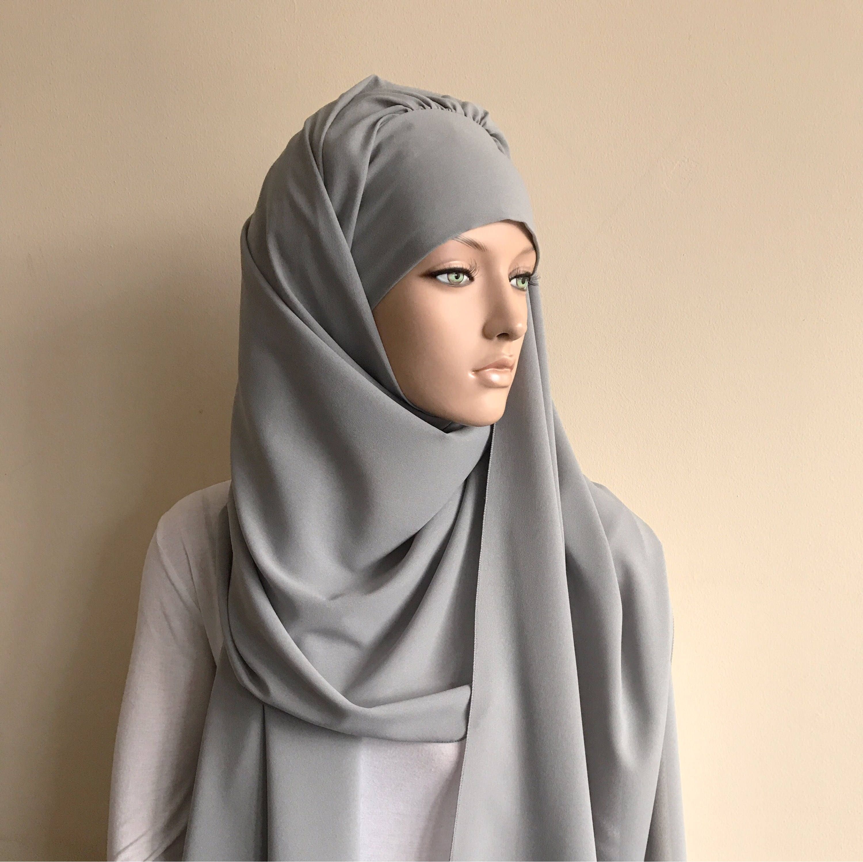 Stylish gray Turban Hijab  ready  to wear  hijab  Pret A 