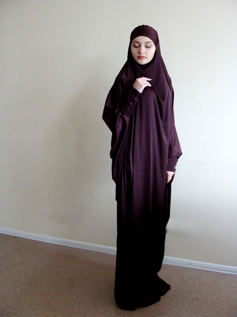 Long Silk Khimar l gante robe musulmane Burqa chocolat Etsy