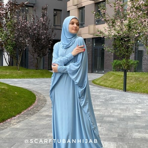 Sky blue Prayer dress, Farasha Caftan, Khimar dress, Muslim dress, Plus Size dress,abaya Maxi Dress,Modern hijab, Burqa, Namaz