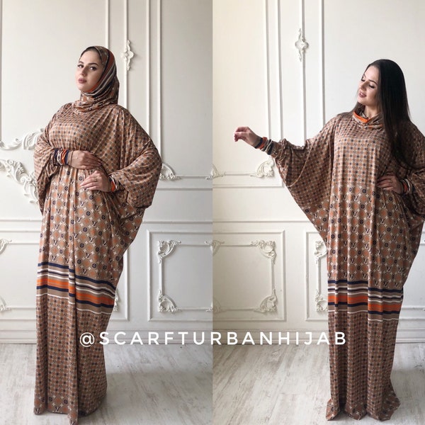 Lovely brown Maxi Dress, Elegant Prayer dress, Farasha Caftan, Muslim abaya, Modern hijab, Burqa, Namaz salat dress, islamic plus size