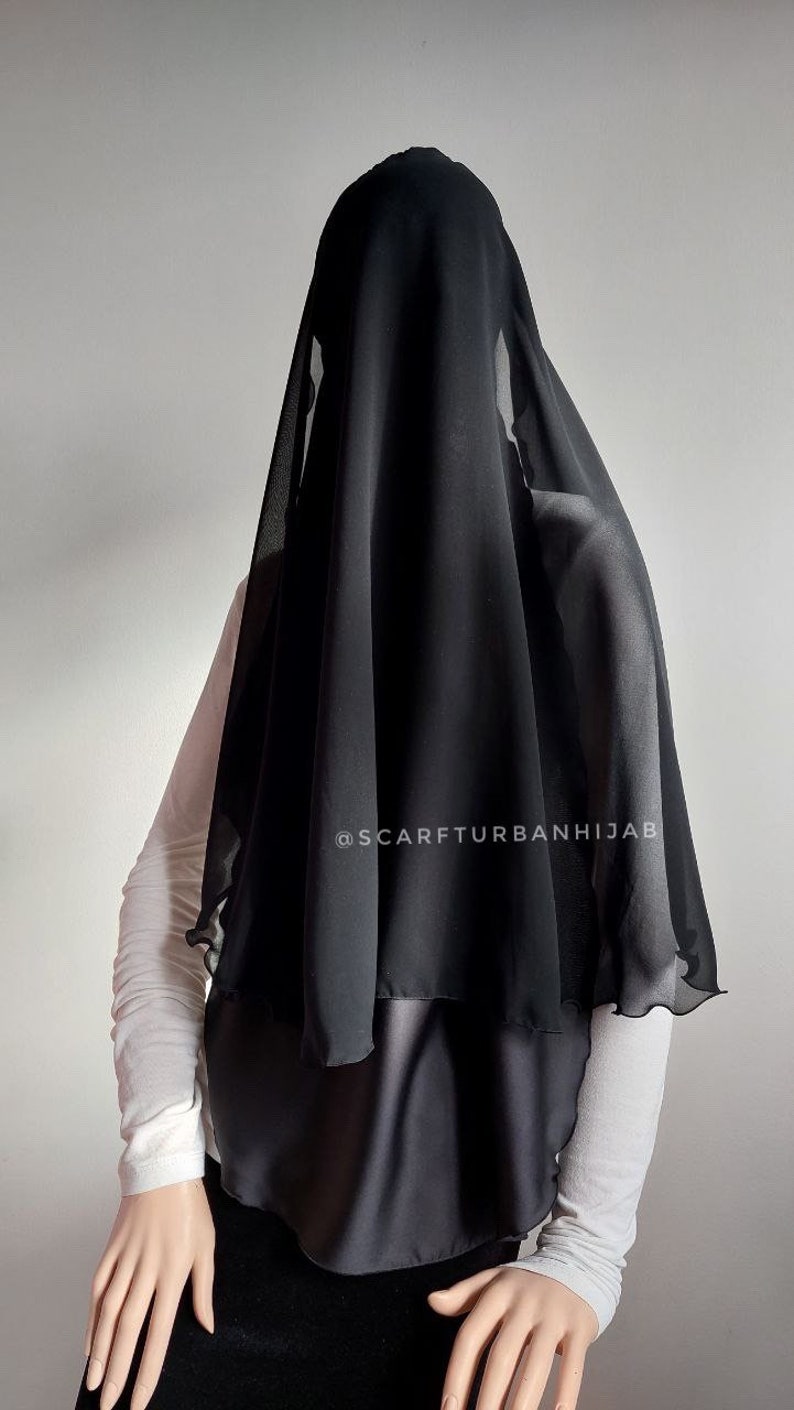 Black niqab burqa with veil, noir traditional burqa, hajji burka hijab, arabic headdress, face covering,chador image 4
