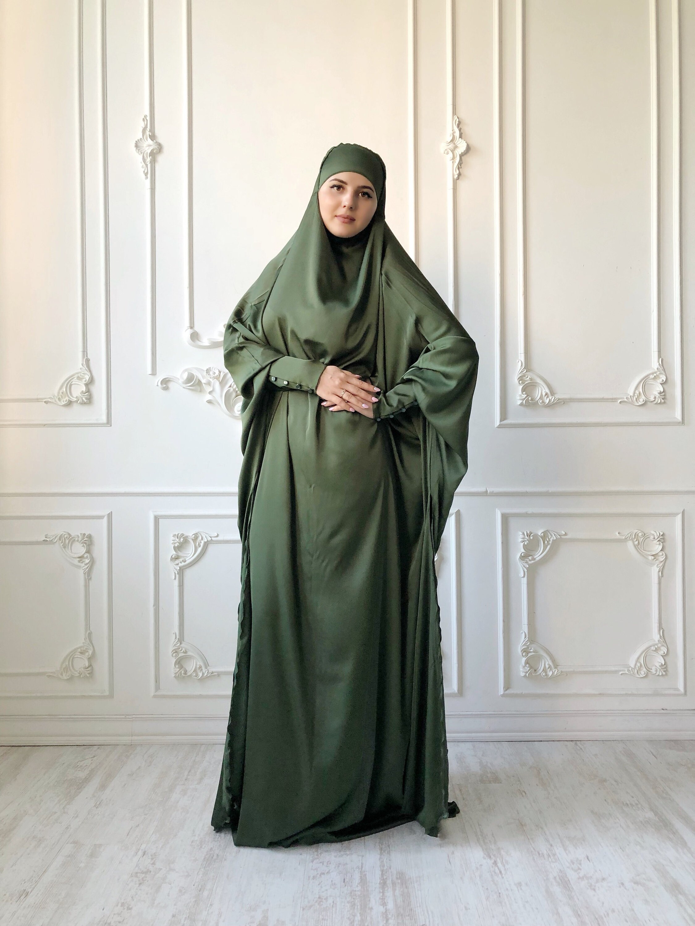 Jilbab Khaki Silk Khimar Elegant Hijab 
