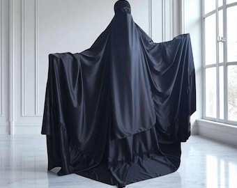 Black long burqa, Muslim noir niqab , islamic hijab , hajjie clothing, long jilbab