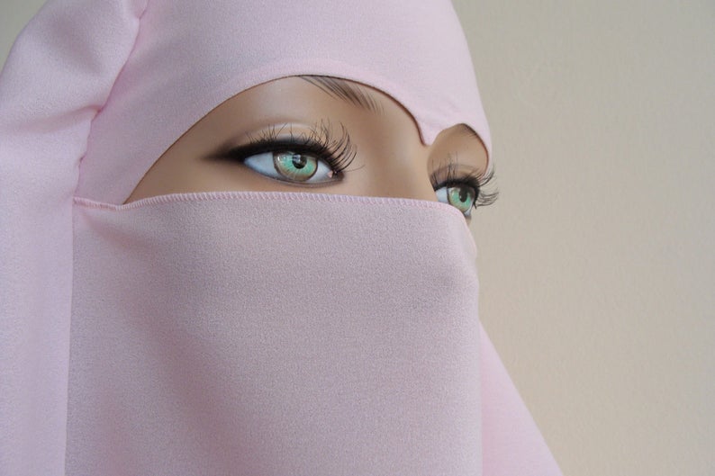 Pink Niqab Traditional Niqabelegant Burqa Wedding Hijab Etsy