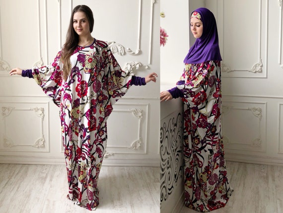White Floral Maxi Dress Free Size Muslim Prayer Dress Muslimah Jilbab Clothing Hijab Burqa Namaz Islamic Gift Etsy
