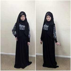 Black and white lace Maxi Dress Plus Size, Prayer dress, Farasha Caftan, Boho dress,Muslim dress, abaya Dress,Modern hijab, Burqa