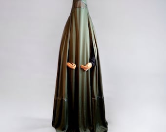 Elegant Silk khaki color afghani burqa, unique design custom length