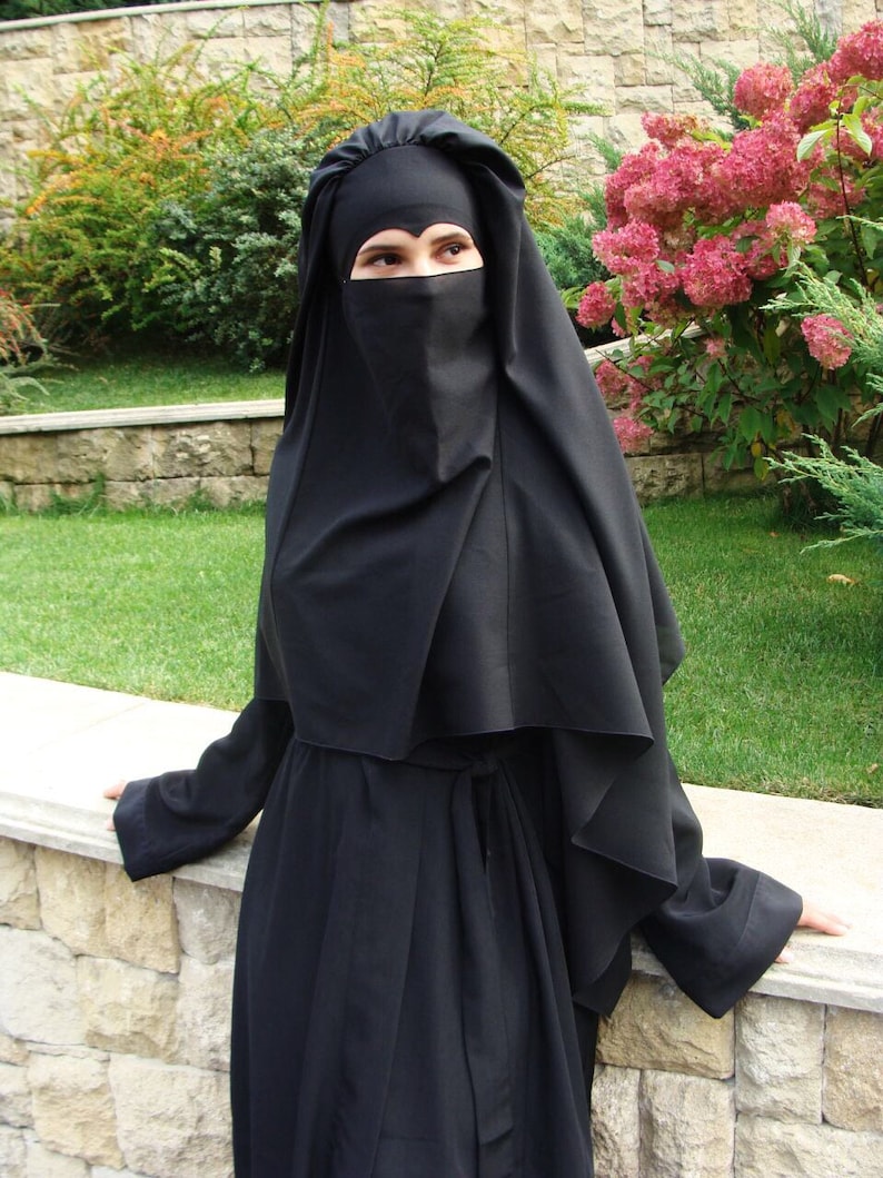  Black  full niqab  traditional niqabblack burqa Elegant Etsy