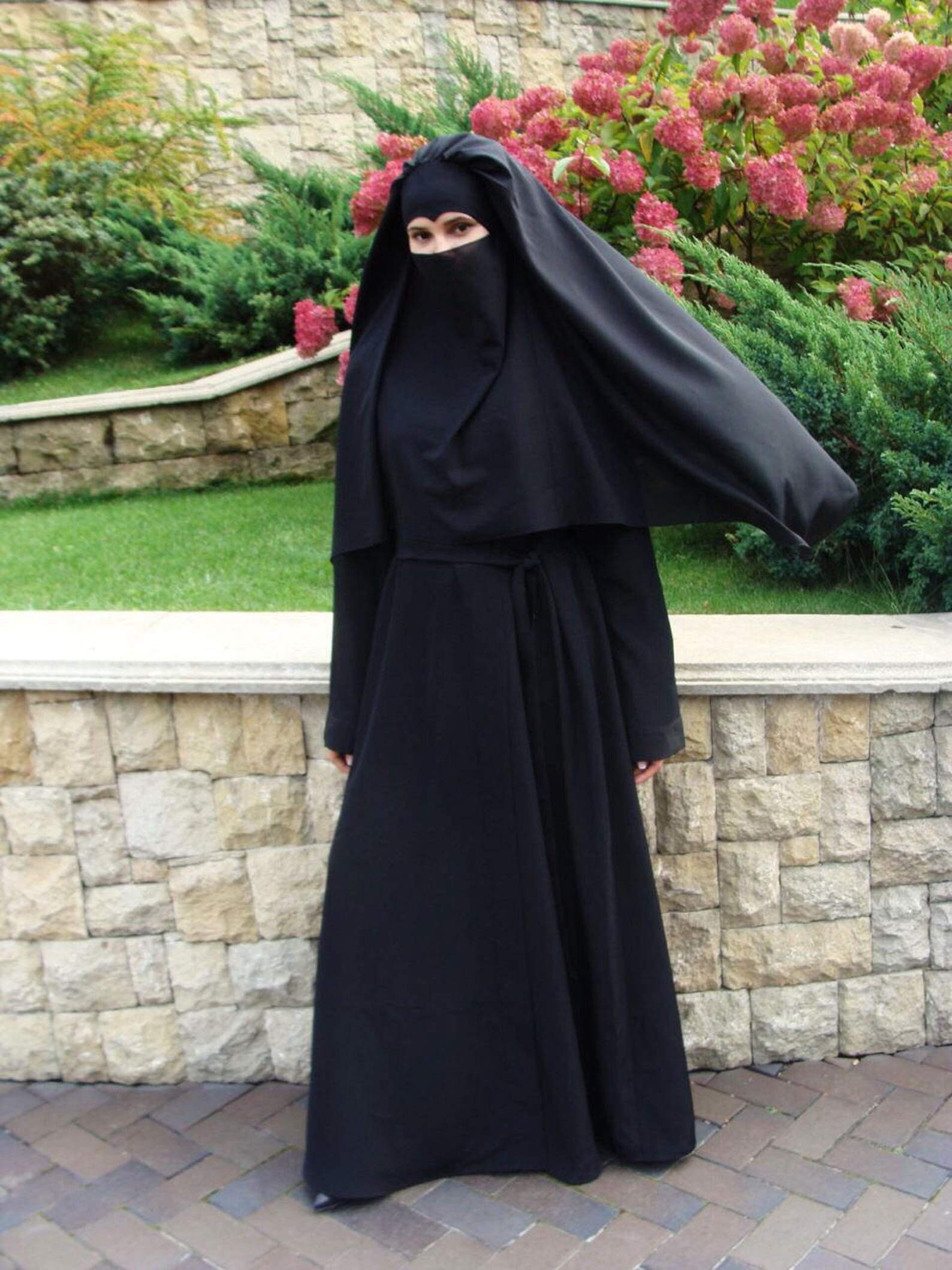 Black full niqab traditional niqabblack burqa Elegant Etsy
