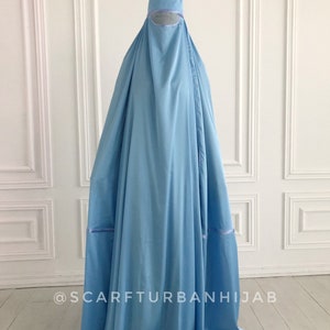 Sky Blue Afghan burqa, silk khimar cape, niqab, full long hijab image 6