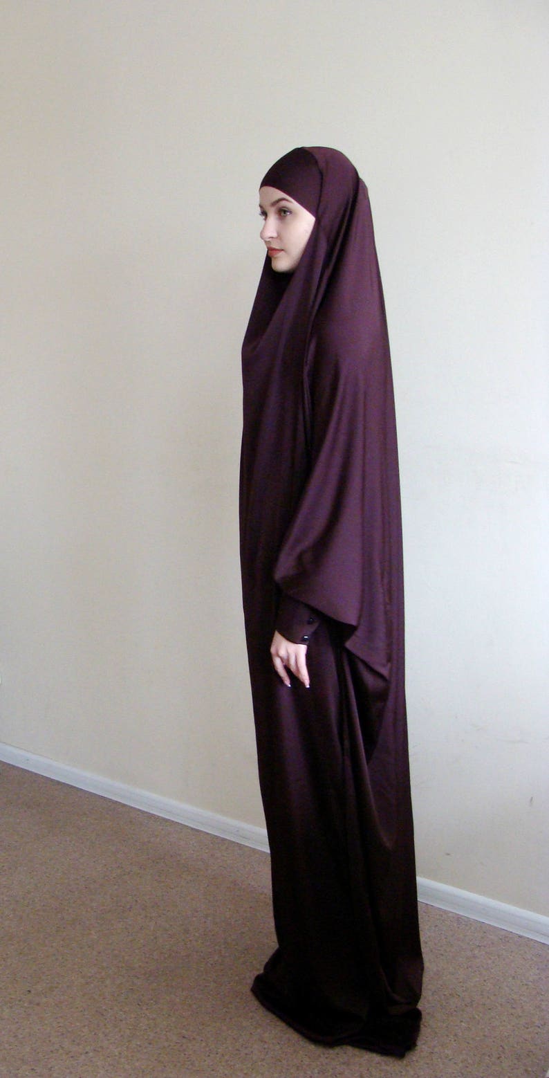 Long Silk Khimar l gante robe musulmane Burqa chocolat Etsy Long Silk Khimar l gante robe musulmane Burqa chocolat Etsy