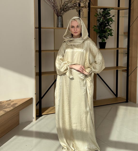 beige abaya dress Abaya & Maxi Dress Set