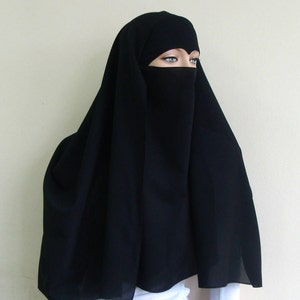 Black niqab, traditional niqab,black burqa, black hijab, blsck veil, 1 piece hijab, ready  to wear hijab,  prayer scarf,arab headwear,muslim