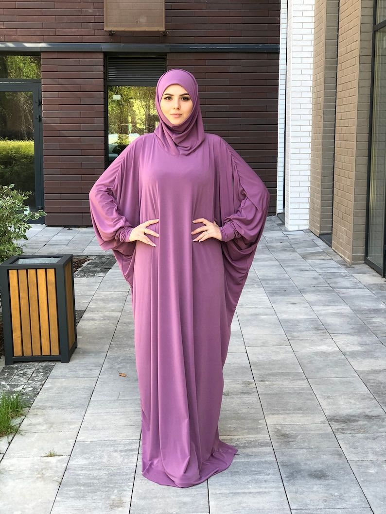 Lilac Prayer Dress Farasha Caftan Khimar Dress Muslim Etsy