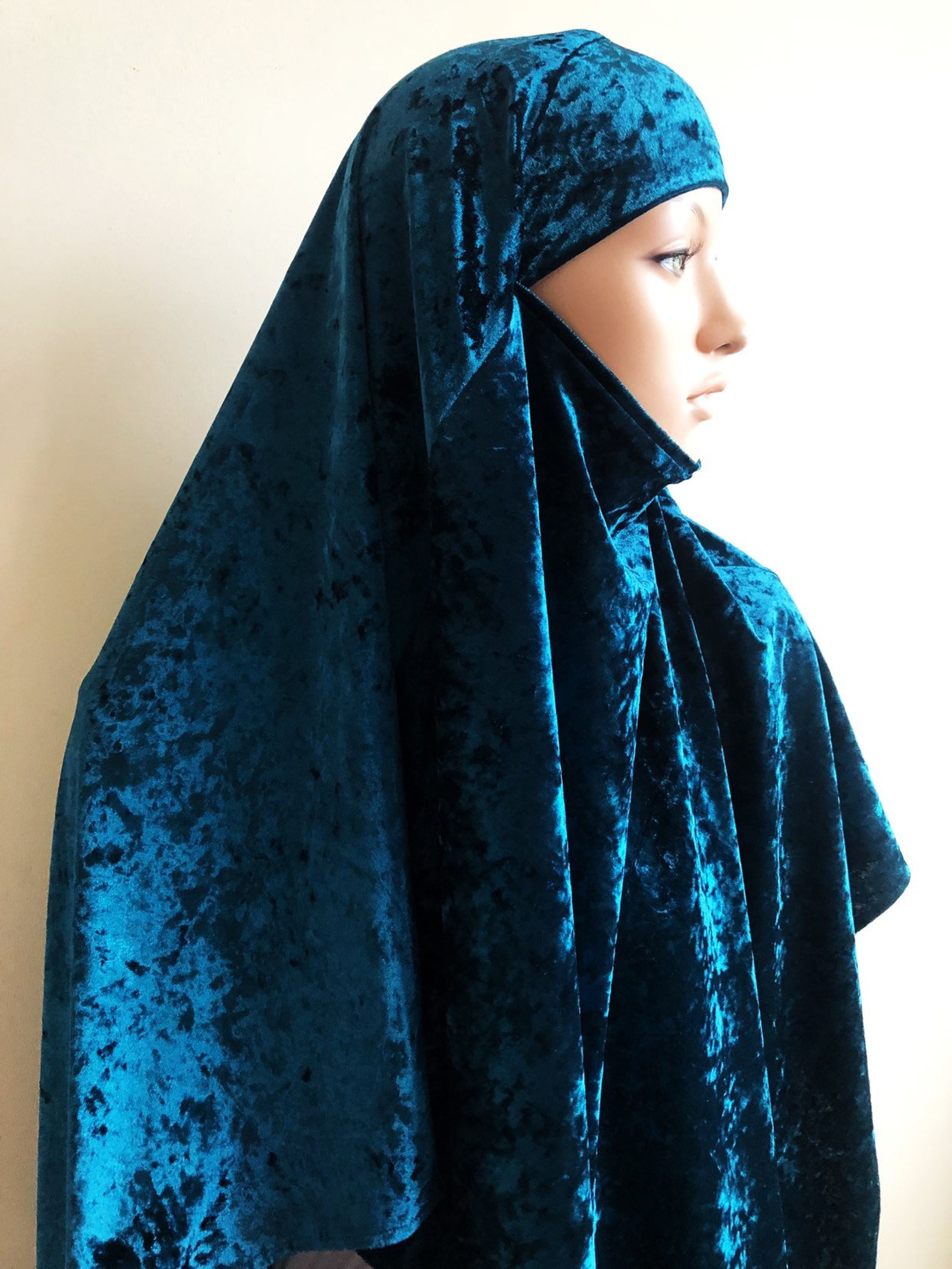Emerlad Velvet Hijab Tie Khimar Traditional Hijab 1 Piece Etsy
