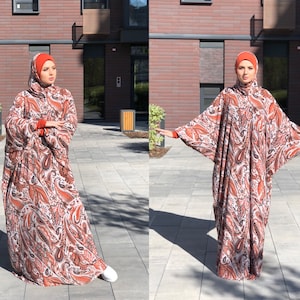 Terra-cotta Maxi Dress Plus Size, Prayer dress, Farasha Caftan, Muslim dress, abaya Dress,Modern clothing, islamic Namaz Dress