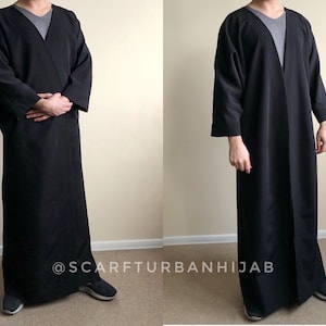 Men black cloak coat , islamic men clothing, ritual cape, mula sheikh uniform