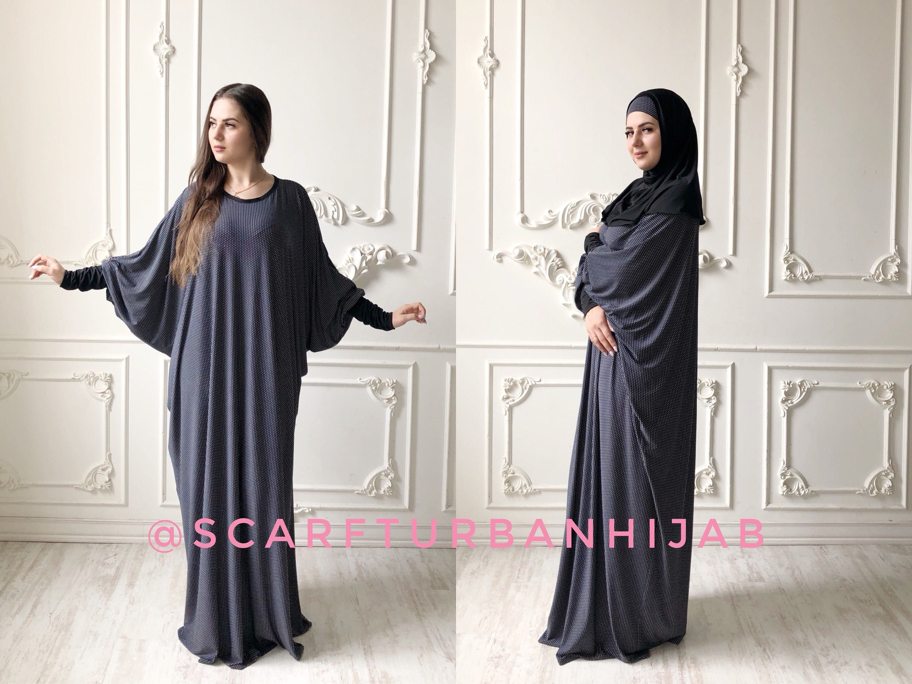 Polka Dot Maxi Dress Plus Size Muslim Prayer Dress Dubai Abaya Caftan Boho Dress Islamic Clothing Modern Hijab Burqa Etsy UK
