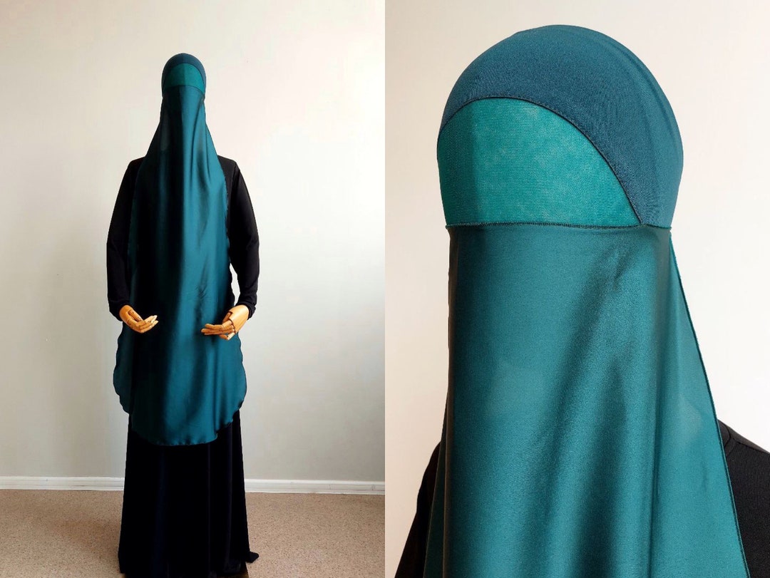 Emerald Green Stylish Niqab Veil, Traditional Burqa Niqab, Hajji Burka ...