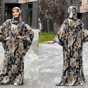 Wonderful roses Maxi Dress, Elegant Prayer dress, Farasha Caftan, Muslim abaya, Modern hijab, Burqa, Namaz salat dress, islamic plus size