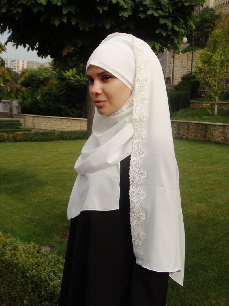 Lace cream turban Hijab  ready  to wear  hijabchapel scarf Etsy