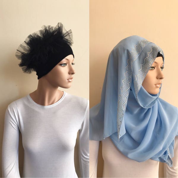 Black Volumizer for hijab, Anti Slip Headband, under head scarves, stylish hijab, volume hijab, headcovering, for muslim lady