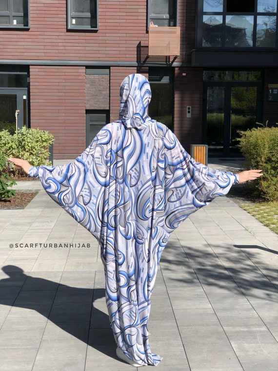 Paisley Jersey Maxi Dress, Attached Hijab, Plus Size Abaya - Etsy