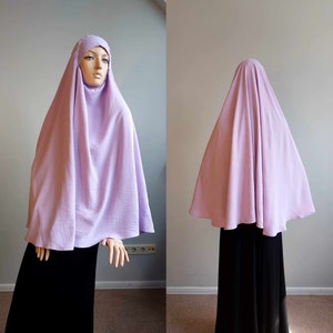 Gentle lilac instant crepe hijab, Himar free size, long jilbab hijab nikab, islamic wear, ready to wear hijab, prayer scarf, namaz