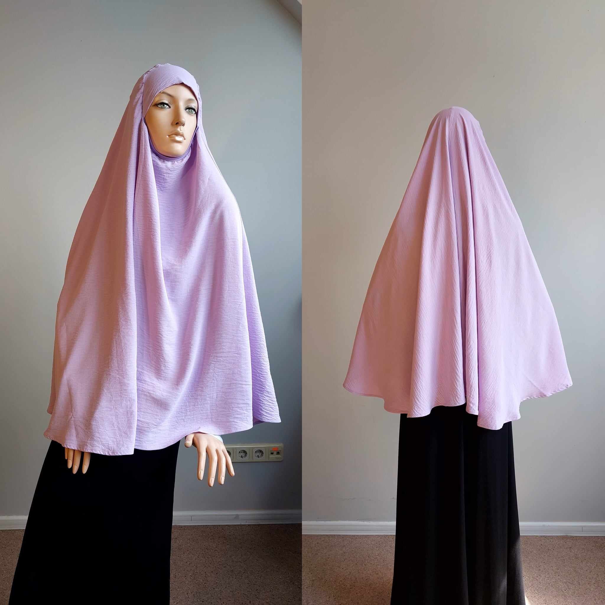 Gentle Lilac Instant Crepe Hijab Himar Free Size Long Jilbab